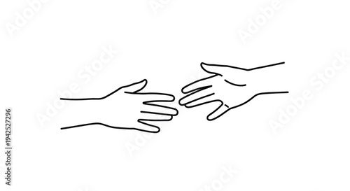 Two hands reaching for each other in a simple line drawing