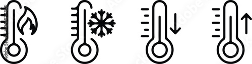 hand drawn temperature thermometer scale black icon set vector illustration design 