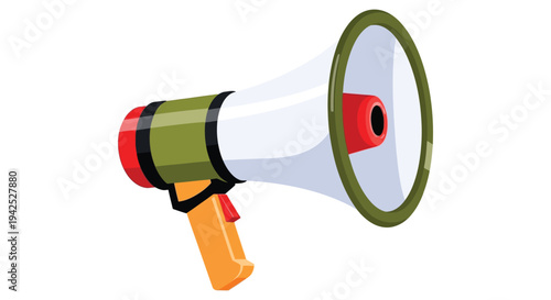 Colorful megaphone illustration for broadcasting important announcements and loud messages