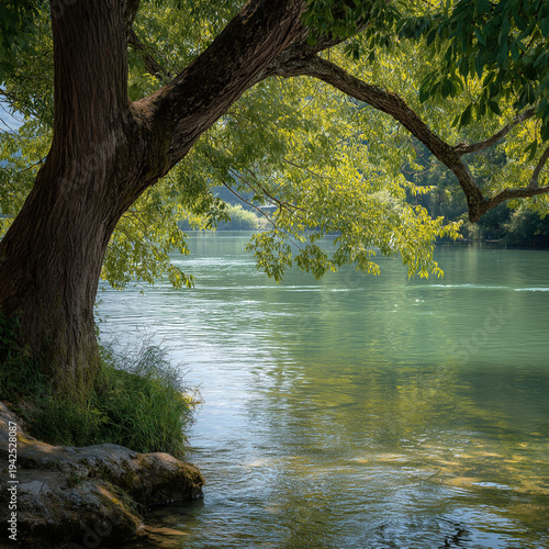 autumn landscape background  with trees and lake. 