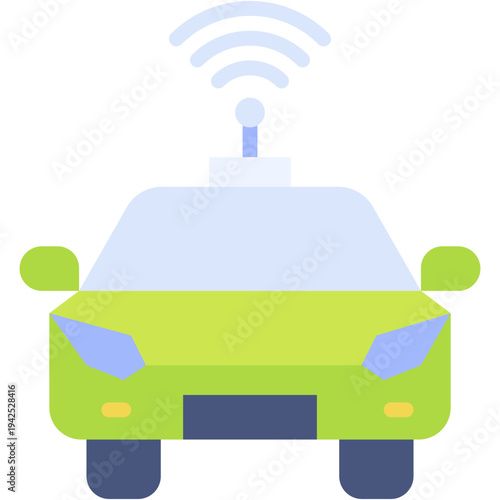 Self Driving Autonomous Car Vector Icon for Smart Transportation