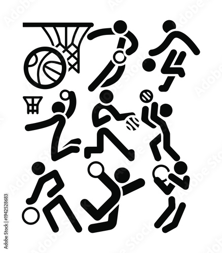 Basketball Sport Icon Collection Vector