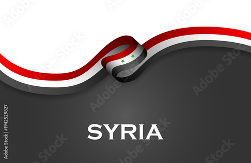 Syria luxury waving flag ribbon isolated on transparent background. Country flag mockup. National sport team, news or awards concept. Vector PNG