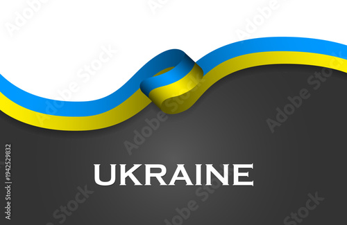 Ukraine luxury waving flag ribbon isolated on transparent background. Country flag mockup. National sport team, news or awards concept. Vector PNG