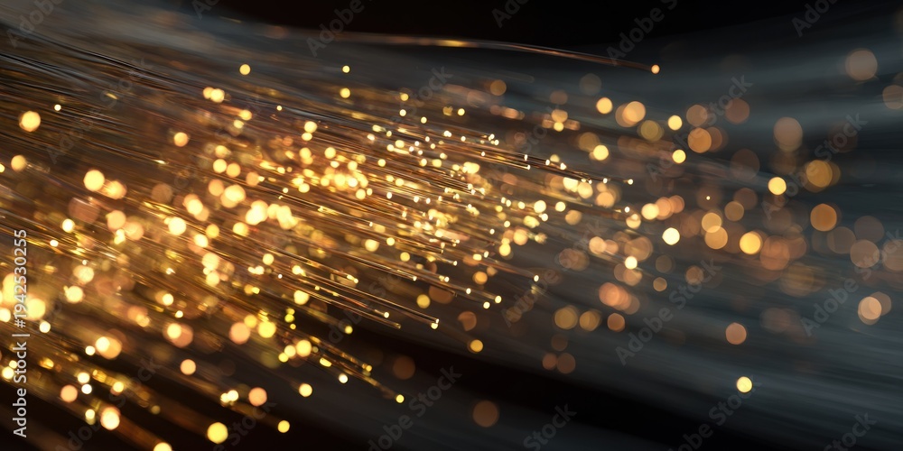 Fototapeta premium Abstract fiber optics data transmission background with bokeh effect and focus