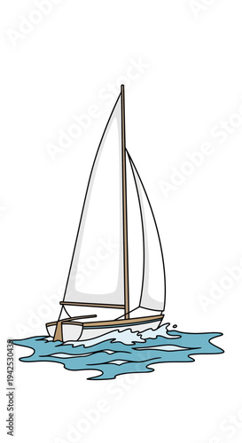 An illustrative depiction of a graceful sailboat navigating calm waters, embodying the serene journey, freedom, and tranquil adventure of marine exploration and leisurely travel