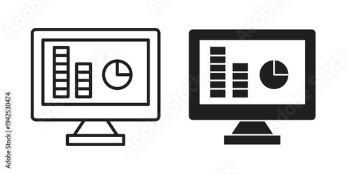 Analytics Monitor icon set, logo vector eps10