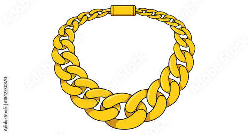 Luxury gold chain necklace, bold link jewelry, isolated on white background