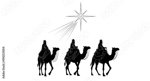 Three Wise Men Camel Silhouette Nativity Star Christmas