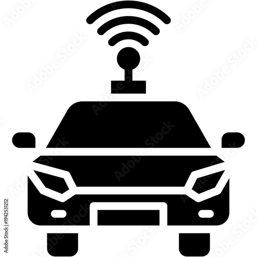 Self Driving Autonomous Car Vector Icon for Smart Transportation