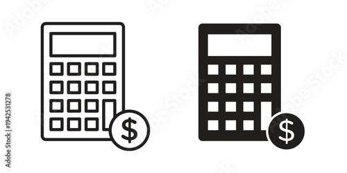 Calculator and dollar icon set, logo vector eps10