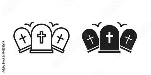 Cemetery icon set, logo vector eps10
