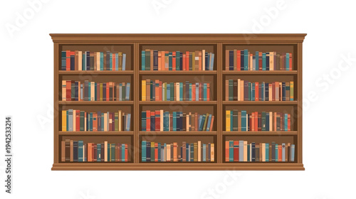 large and neat wooden bookshelf