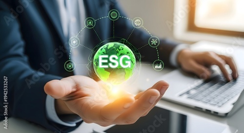 Esg environmental social governance investing concept for sustainable business growth strategy