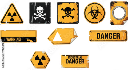 Collection of hazard warning symbols and signs for safety awareness Vector