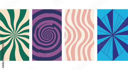 Abstract geometric patterns in vibrant and contrasting designs Vector
