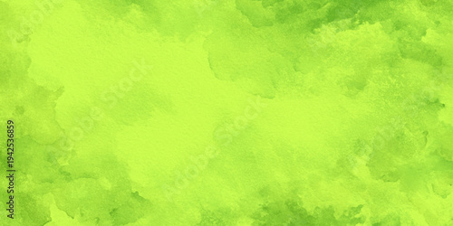 Deep lime green abstract watercolor background featuring swirling textures clouds ethereal atmosphere for decoration.
