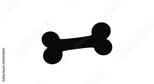 A simple black silhouette of a dog bone on a white background