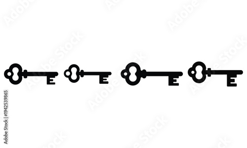 Collection of vintage key icons isolated on white background security and access concept illustration