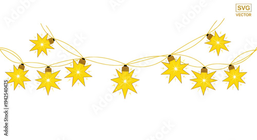 Golden Star String Lights, Festive Decoration, Holiday Illumination, Party Lights