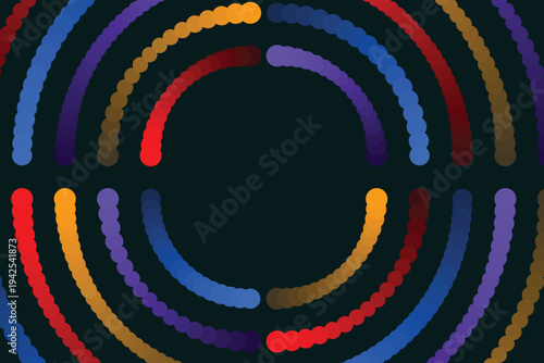 Vibrant multicolored circular pattern with concentric arcs