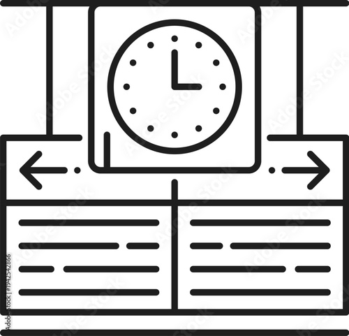 Tram or railway station timetable line icon or sign. Train station platform display railroad icon, metro information board public transport vector symbol. Tram departure timetable, railway sign