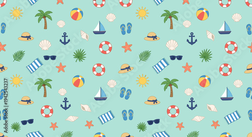 Cute Summer element seamless pattern