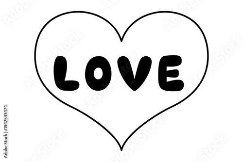 線画のシンプルなLOVEのハートマーク