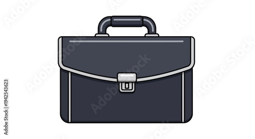 Professional dark gray briefcase illustration with metallic accents