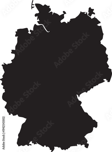 Black silhouette map of Germany simple outline vector illustration for travel and geography concepts isolated on white background
