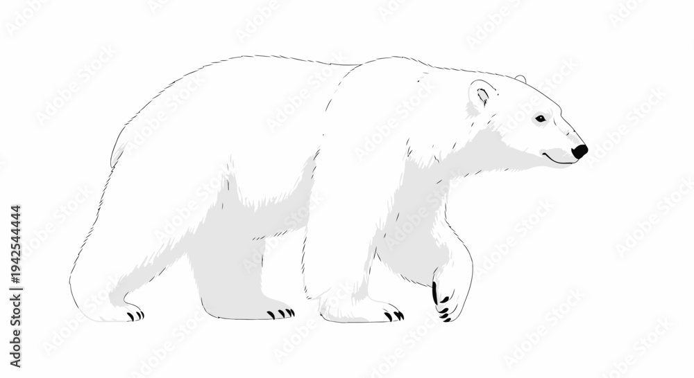 Fototapeta premium Majestic polar bear in dynamic walking pose