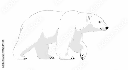 Majestic polar bear in dynamic walking pose