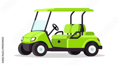 Green Golf Cart Isolated on White Background