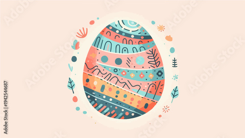 Decorative Easter Egg – Colorful Spring Holiday Ornament Illustration.