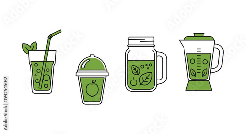 Green Smoothie Line art vector minimal creative abstract illustration