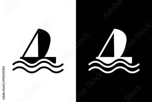 ship t travel journey icon, black and wahite concept flat outline vector design