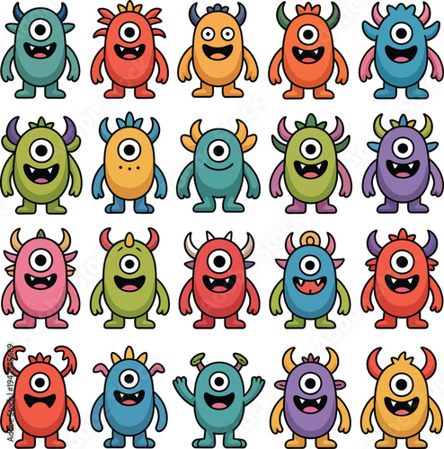 Collectionofvariouscartoonmonsterswithdifferentcolorsandexpressions