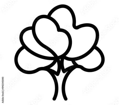 Simple black outline illustration of a four-leaf clover symbolizing good luck and rarity in a minimalist design concept