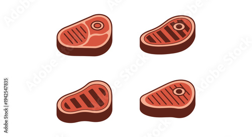 Grilled Beef Line art vector abstract color harmony illustration