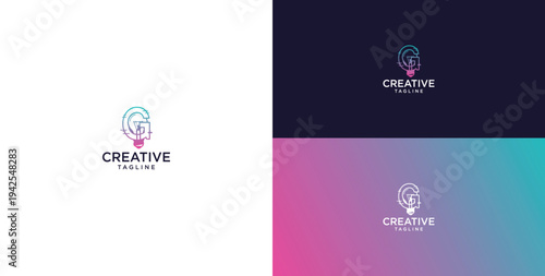 smart bulb logo icon. bulb logo technology. initial logo design G