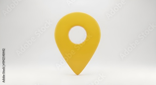 A bright yellow map pin icon on a light gray background with a subtle shadow effect Free Download A bright yellow map pin icon on a light gray background with a subtle shadow effect - GFXLoad