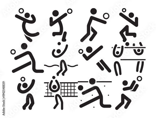 Summer Volleyball Icons Vector Set