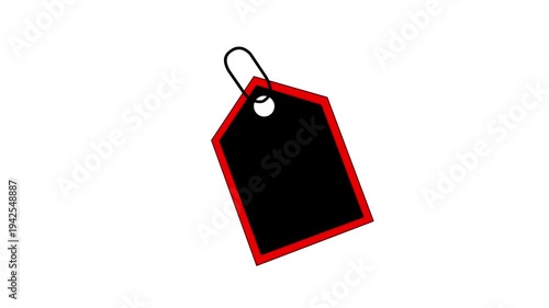 Black Price Tag Label with String – Retail Sale Element