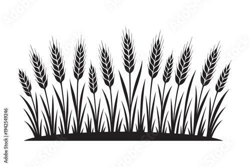 Wheat Field Silhouette Vector Illustration for Agriculture