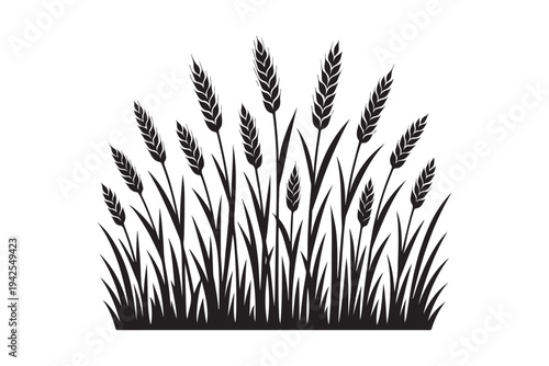 Wheat Field Silhouette Vector Illustration for Agriculture