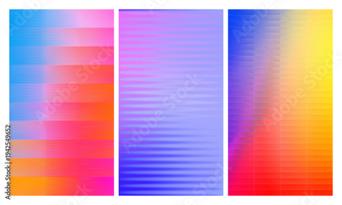 Set of ribbed glass texture backgrounds