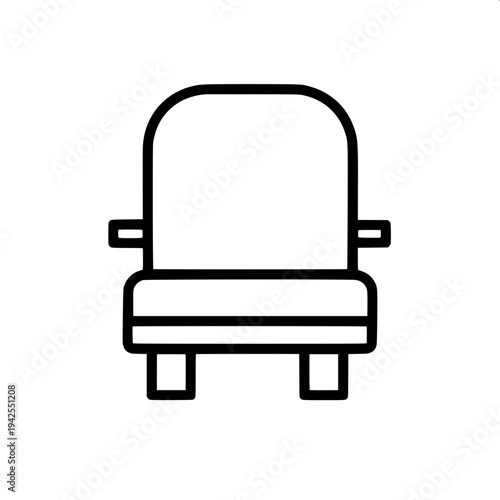 “Black and white line art illustration of a modern gaming chair with high backrest, headrest cushion, armrests and rolling base, clean outline vector style, isolated on white background, coloring book