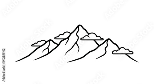 Mountain Range with Cloudy Peaks High.