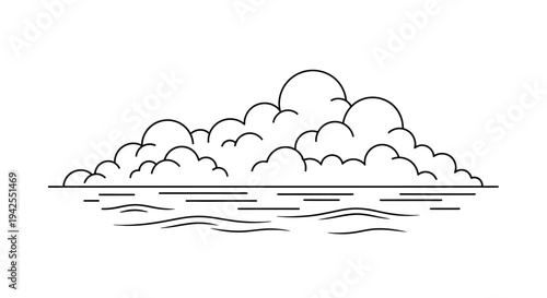 Clouds over water surface illustration.