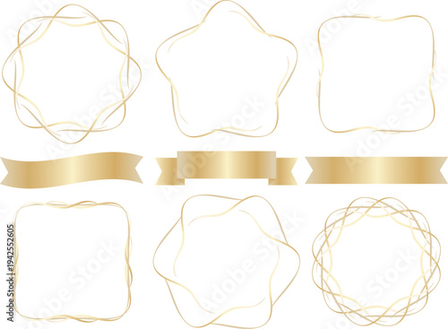 高級感のあるラインのフレーム6種セット　ゴールド
